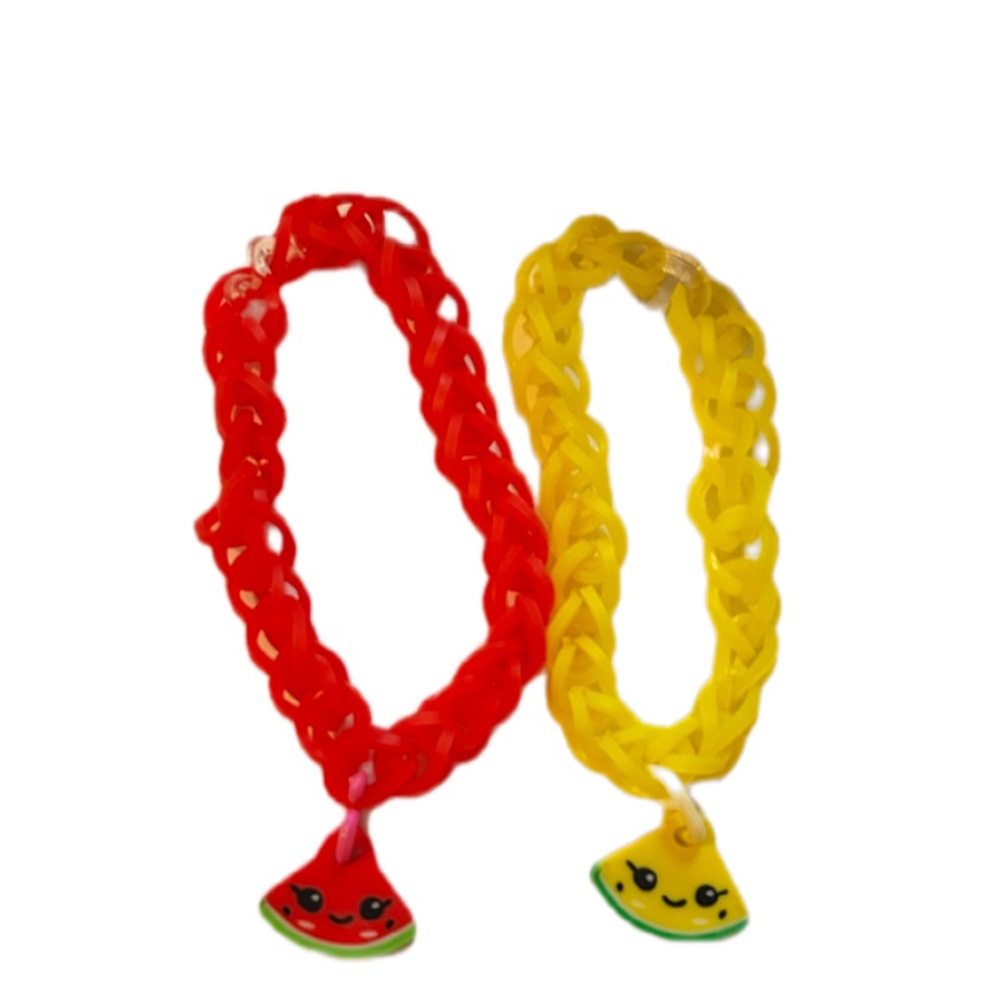 Red and Yellow Braided Charm Jewelry